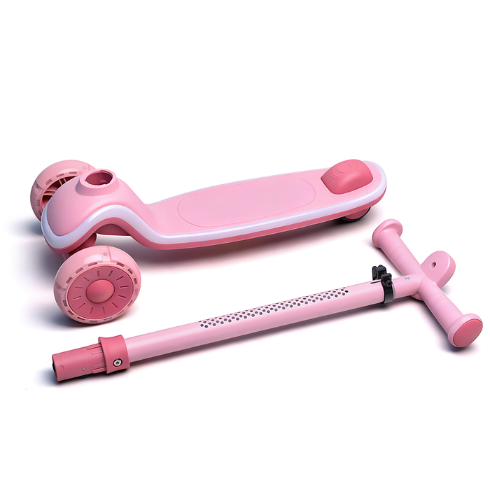 Самокат 3-х колесный ROCKET,колеса PU со светом, R0187 цвет розовый