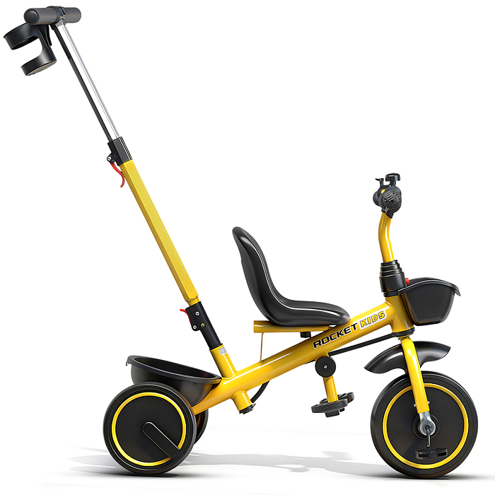 Велосипед трехколесный Rocket 107NEW, колеса EVA 10"/8", цвет желтый