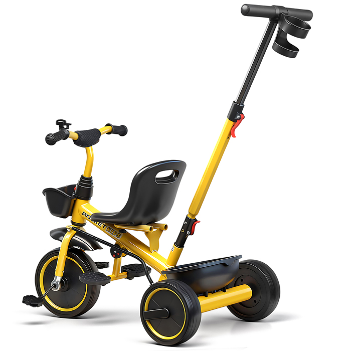 Велосипед трехколесный Rocket 107NEW, колеса EVA 10"/8", цвет желтый