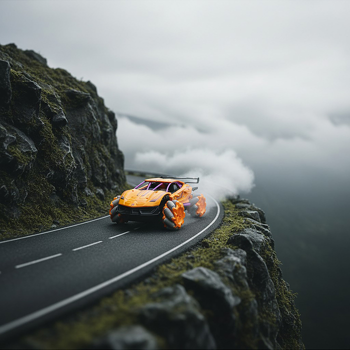 Машина 986-23 "Король скорости" р/у, 27 MHz, со спреем, с аккум., в коробке