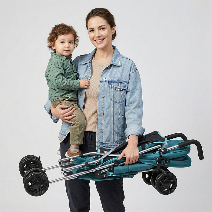 Детская прогулочная коляска-трость Prammy Teal, бирюзовый