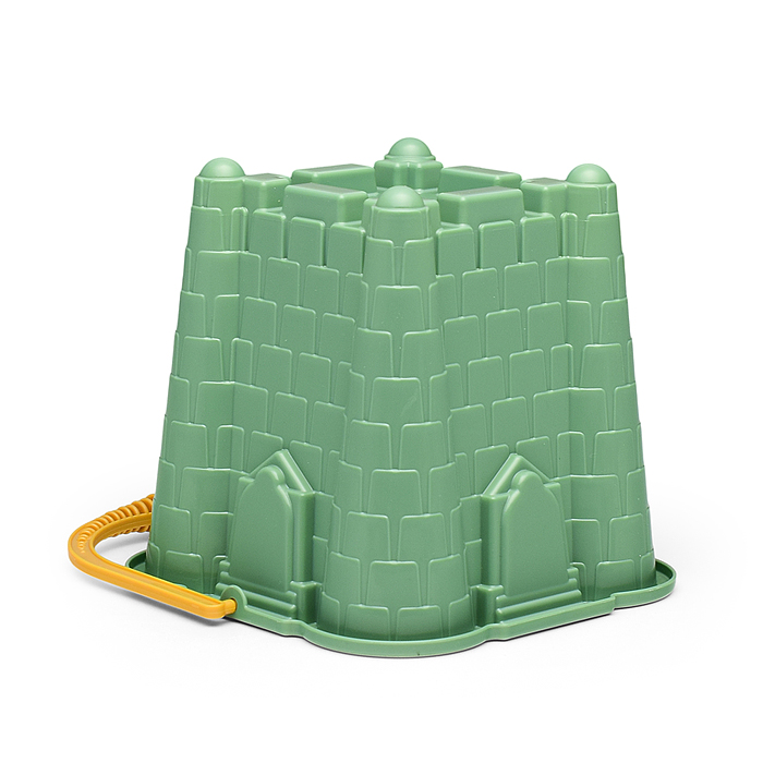 Набор №694: ведро-замок большое №2, ситечко-крепость большое, лопатка №5, грабельки №5, 2 формочки, 