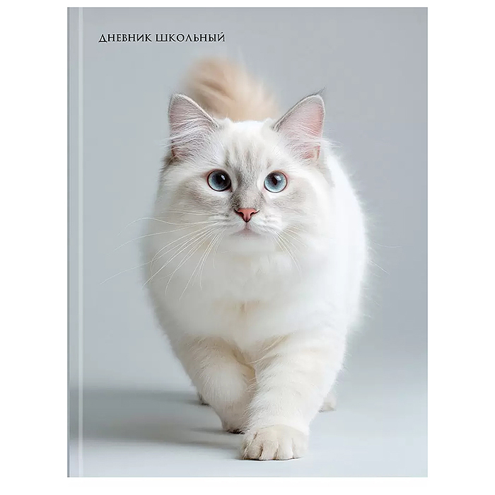 Дневник 1-11 кл. "Белый котик" 40л. 7БЦ,глянц.лам.,универсальн.
