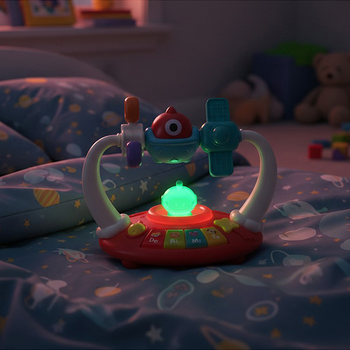 Игрушка музыкальная 368-110 "Летающий корабль" свет, звук, в коробке