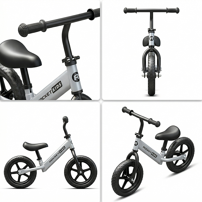 Беговел 12" Rocket R0044NEW-GR, колеса EVA, цвет серый 
