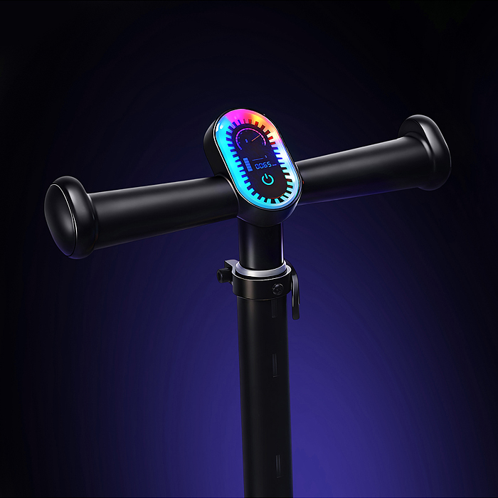 Самокат 3-х колесный ROCKET,колеса PU со светом, R0187 цвет чёрный