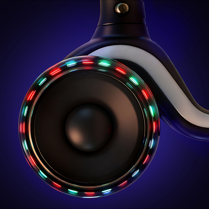 Самокат 3-х колесный ROCKET,колеса PU со светом, R0187 цвет чёрный