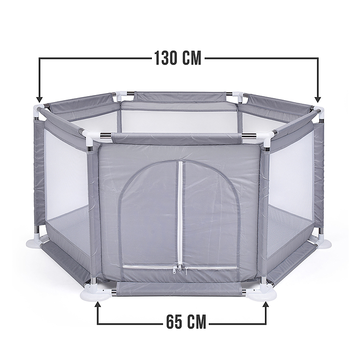 Манеж детский М8-2 шестигранный (113*130*65) цвет серый в пакете