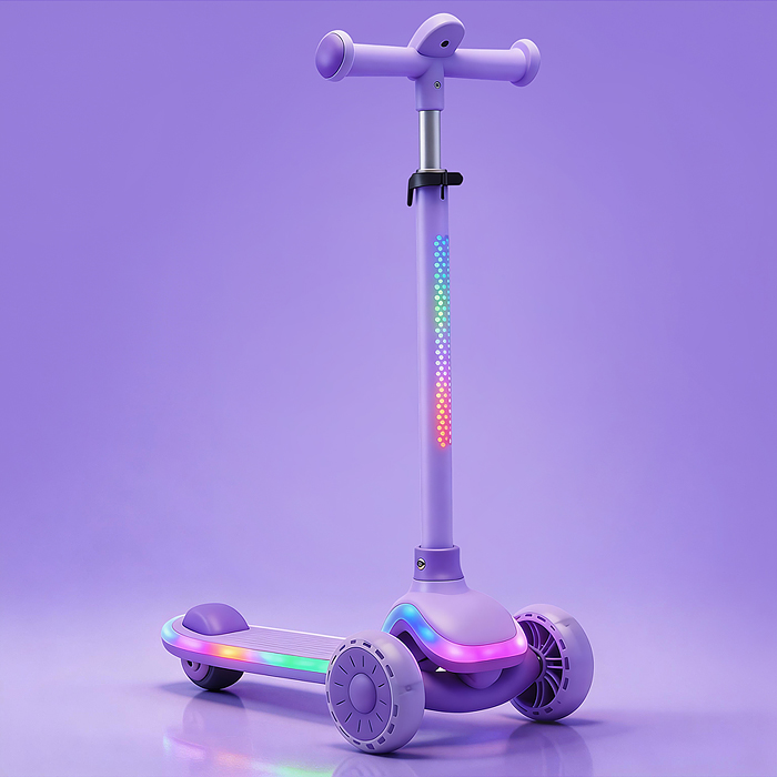 Самокат 3-х колесный ROCKET,колеса PU со светом, R0187 цвет фиолетовый