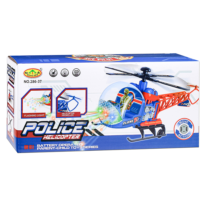 Самолет 286-18 "Полицейский вертолёт" на батарейках, в коробке