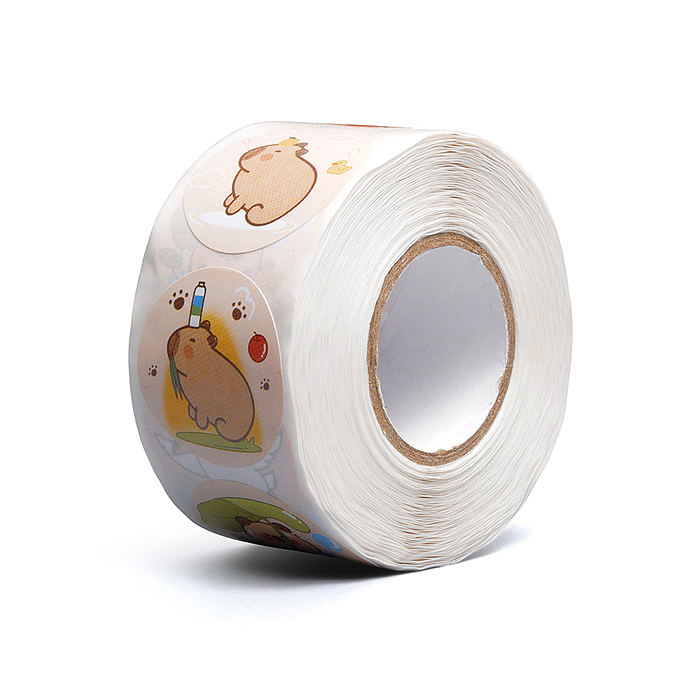 Наклейки декоративные "Капибара" диаметр 25 мм 500 шт. в рулоне