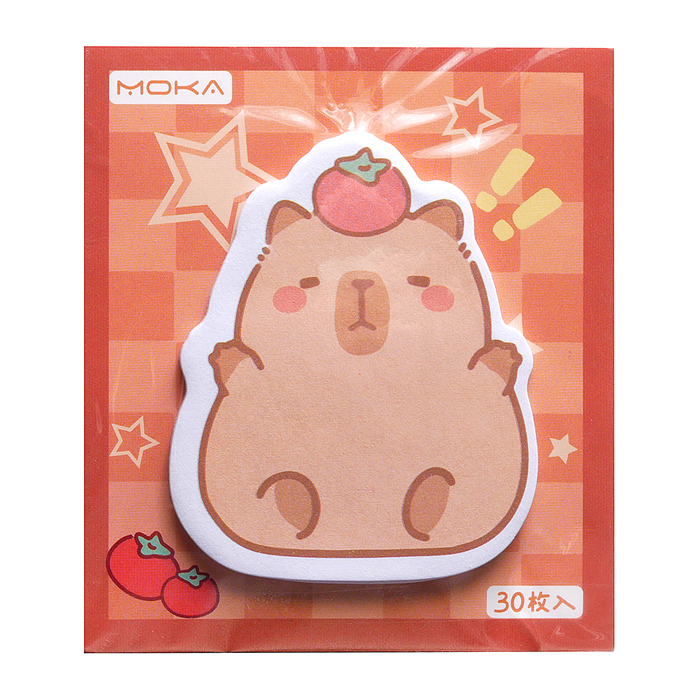 Бумага для заметок клейкая "Капибара" 7,5х8 см, 30 листов