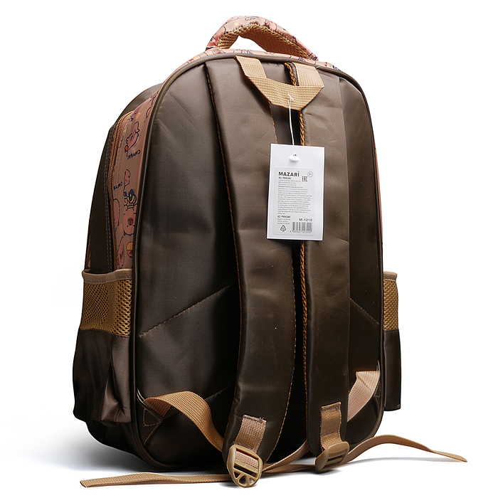 Рюкзак школьный "Капибара" 41x30x15 см, 3 отделения, 2 кармана, уплотненная спинка, ОПП-упаковка