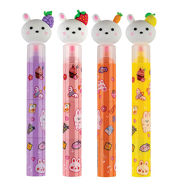 Маркер текстовый со скошенным наконечником "3 в 1 Cat" сегментный 1-5 мм ассорти, дисплей бокс