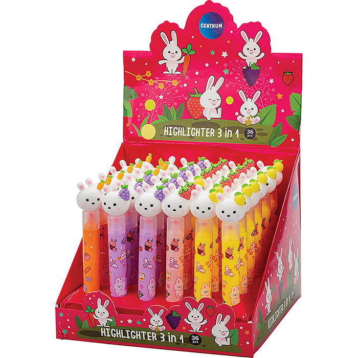 Маркер текстовый со скошенным наконечником "3 в 1 Cat" сегментный 1-5 мм ассорти, дисплей бокс