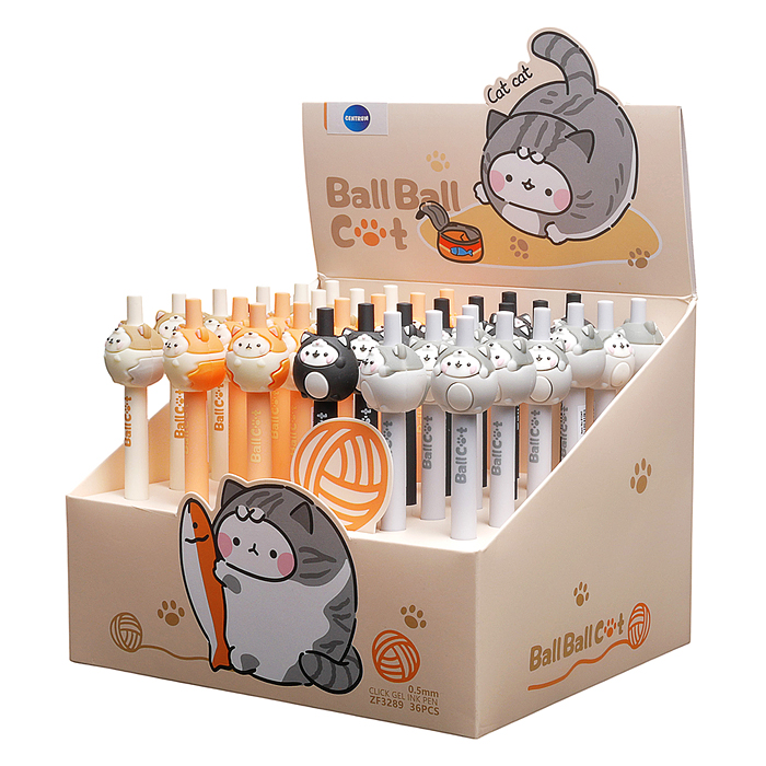 Ручка гелевая автоматическая "Коты" синяя, 0,5 мм, в дисплее