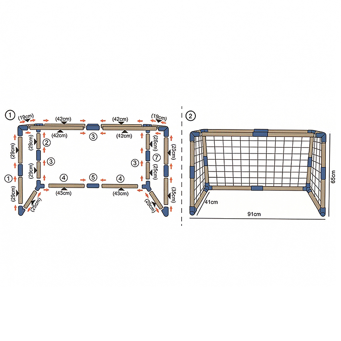Ворота футбольные JB8890C "Меткий игрок" (мяч, насос) в коробке