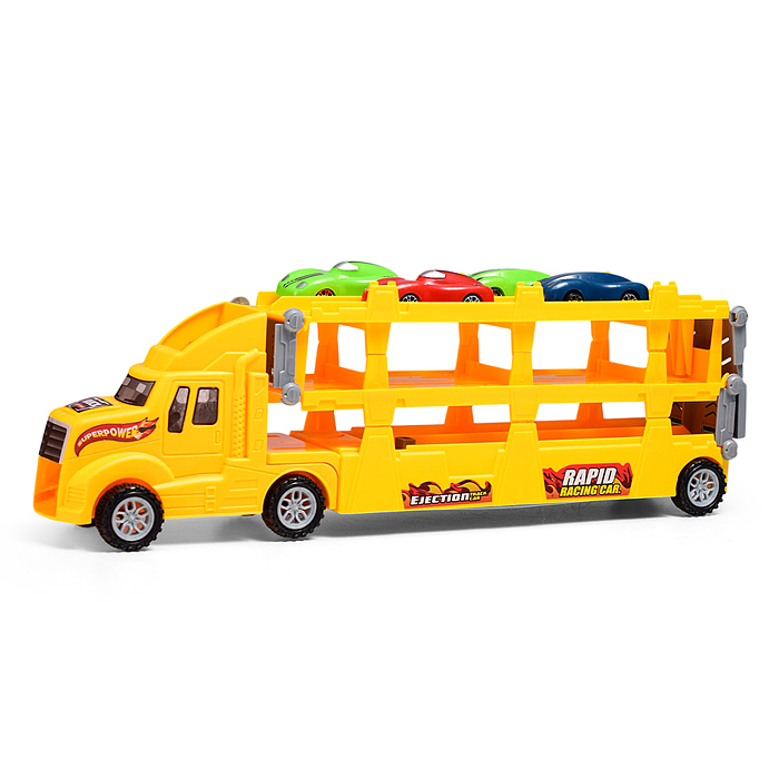 Машина F3555-81 "Автовоз" (цвет желтый) 4 машины в комплекте, в коробке