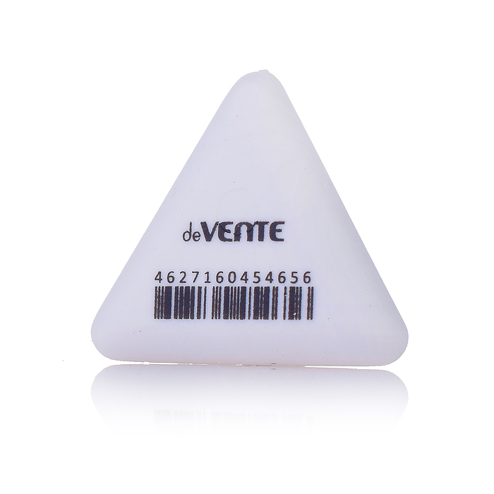 Ластик "Trio" синтетический каучук, треугольный белый, 37x37x10 мм, dust-free, в индивидуал