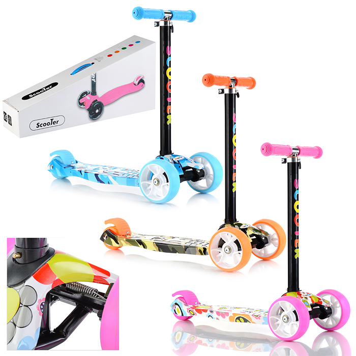 Самокат U027763Y 3-х кол., цвет микс, светящиеся колёса, PU, ABEC 7, в коробке