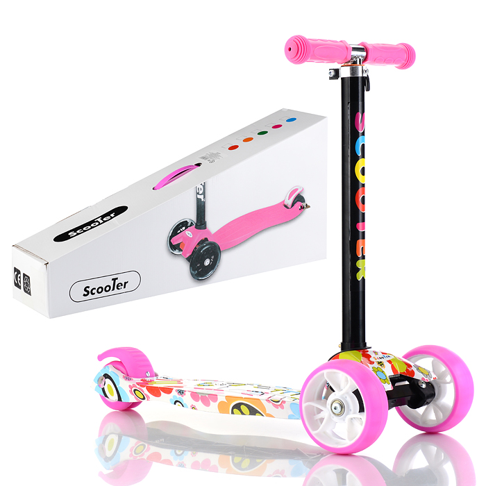 Самокат U027763Y 3-х кол., цвет микс, светящиеся колёса, PU, ABEC 7, в коробке