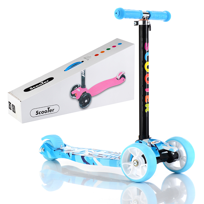 Самокат U027763Y 3-х кол., цвет микс, светящиеся колёса, PU, ABEC 7, в коробке