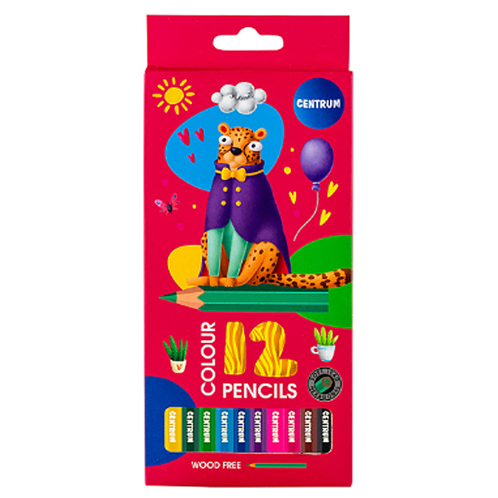 Карандаши цветные пластиковые 12 цв. "Сафари" 177 мл, шестигранный корпус