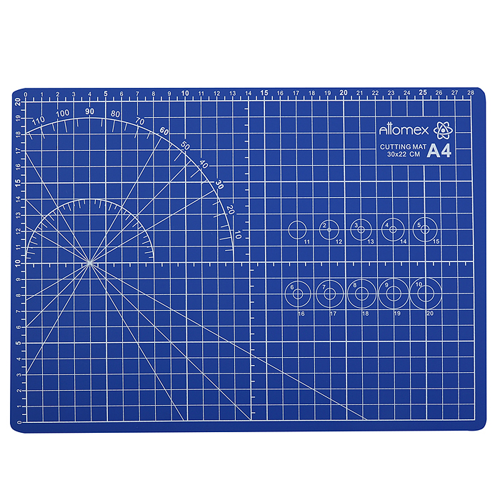Коврик для резки A4 (30x22,5 см) "Attomex" непрорезаемый, толщина 2 мм, двухсторонний, трехслойный, 