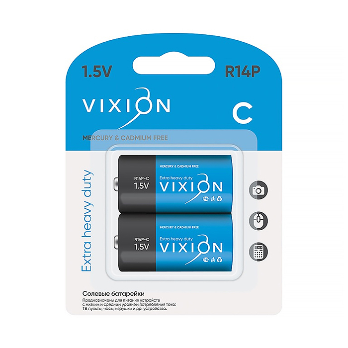 Батарейка солевая Vixion R14P - C2 (блистер 2шт)
