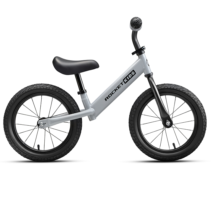 Беговел 14" Rocket R0045NEW-GR, колеса надувные, цвет серый 