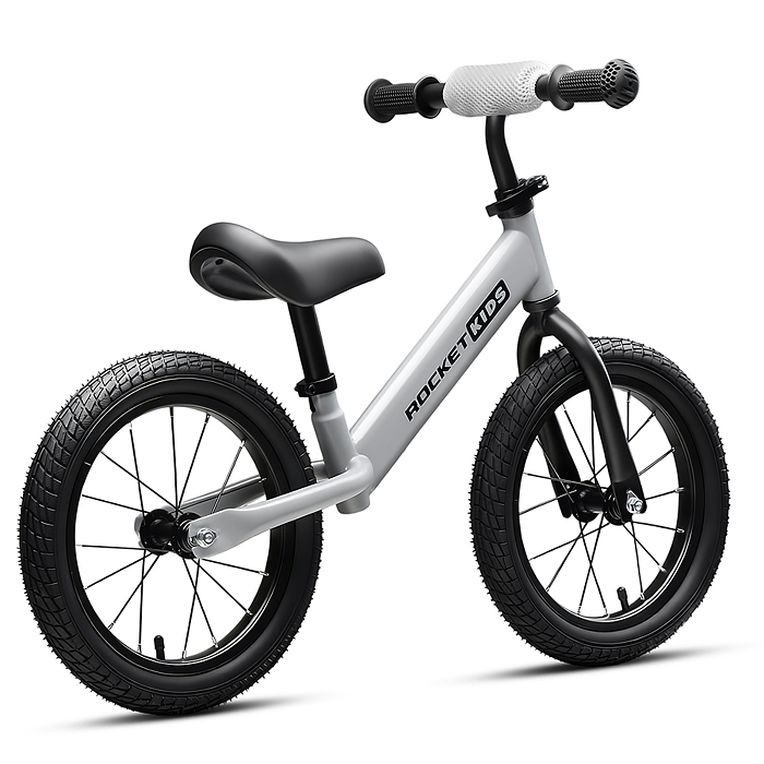 Беговел 14" Rocket R0045NEW-GR, колеса надувные, цвет серый 