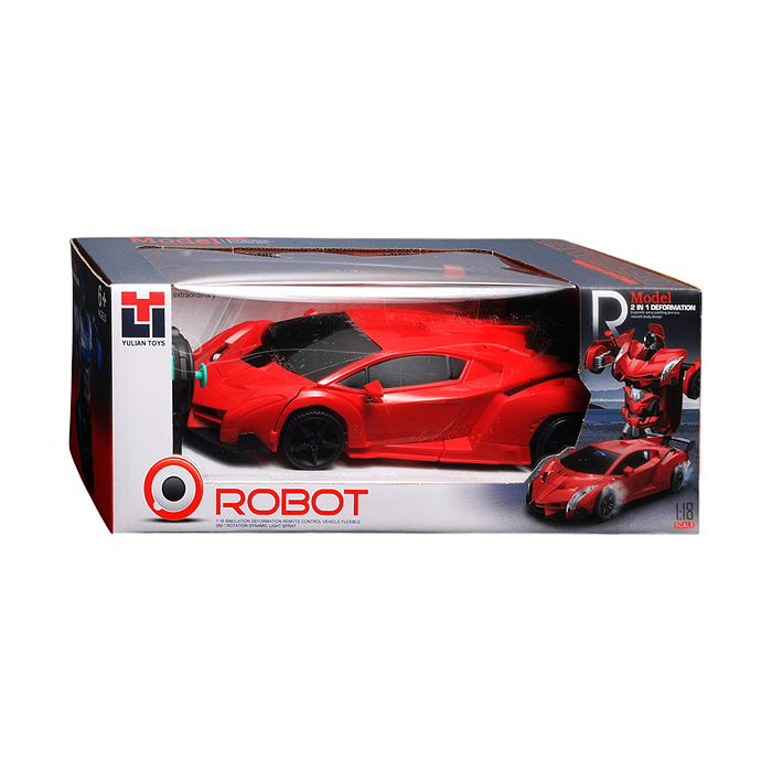 Машина 986-4A "Машина-робот" р/у, 27 MHz, со спреем, с аккум., в коробке 