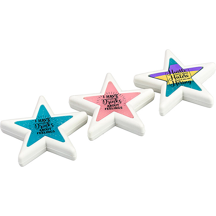 Ластик из синтетического каучука "Звезда" 50х50х10мм в индивидуальном ПВХ-пакете, в дисплее