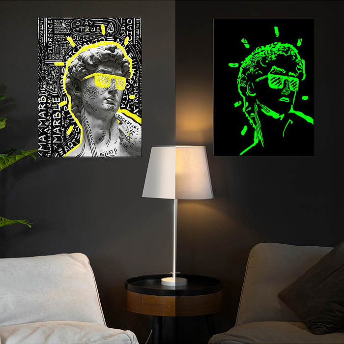 Картина по номерам 40х50 "Давид граффити" со светящейся краской 10 цветов