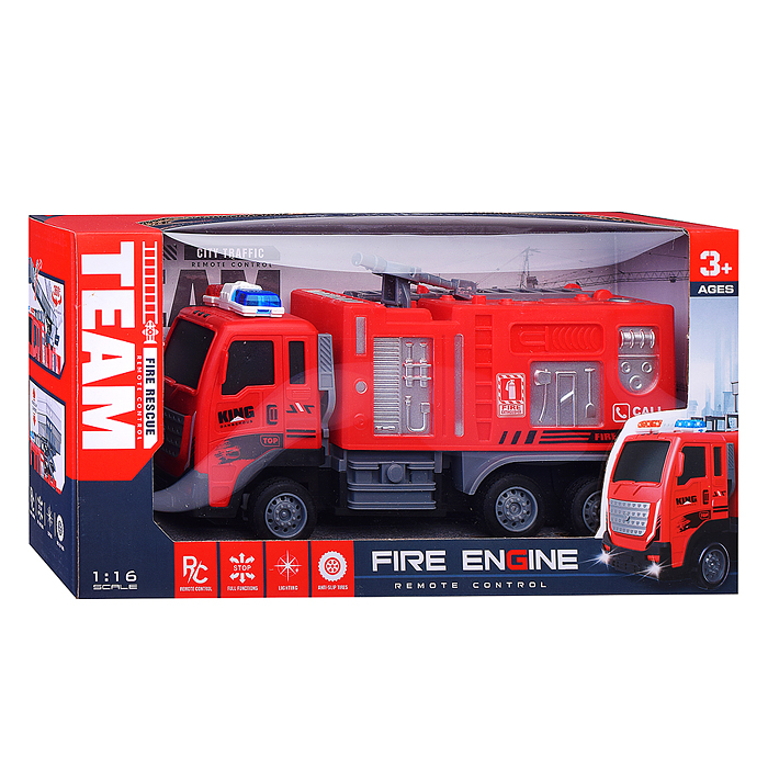 Машина  на Р/У, 27 MHz MD169-3A "Пожарная машина" в коробке