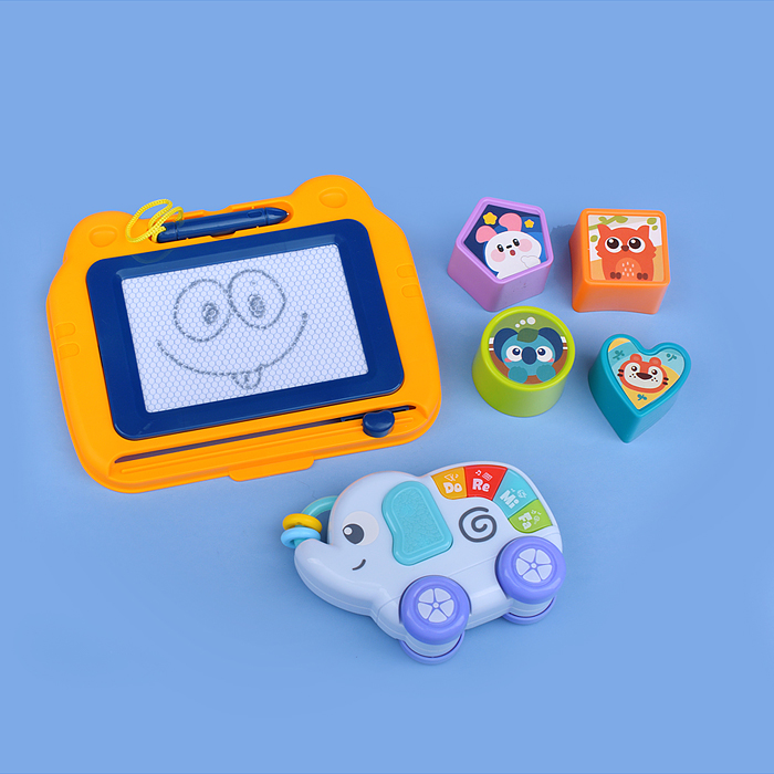 Игровой центр-Каталка HE0810 "Веселый слоник" (цвет голубой) в коробке