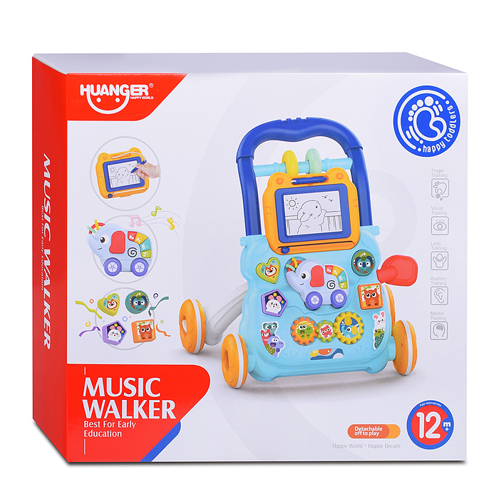 Игровой центр-Каталка HE0810 "Веселый слоник" (цвет голубой) в коробке