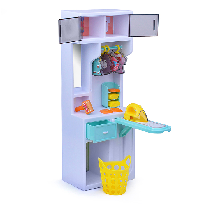 Набор мебели для кукол 818-366 "Прачечная с душевой" на батарейках, зеленая, в коробке