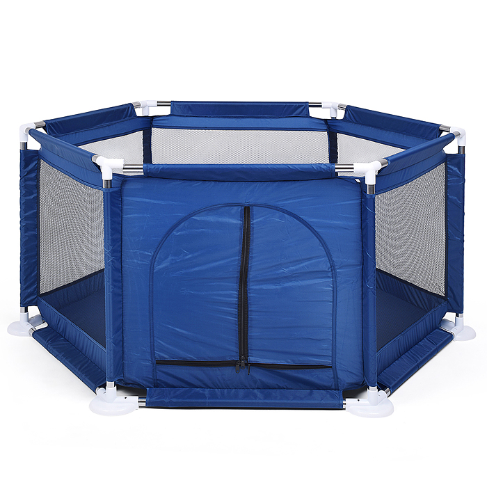 Манеж детский М8-3 шестигранный (113*130*65) цвет синий в пакете 