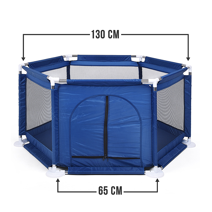 Манеж детский М8-3 шестигранный (113*130*65) цвет синий в пакете 