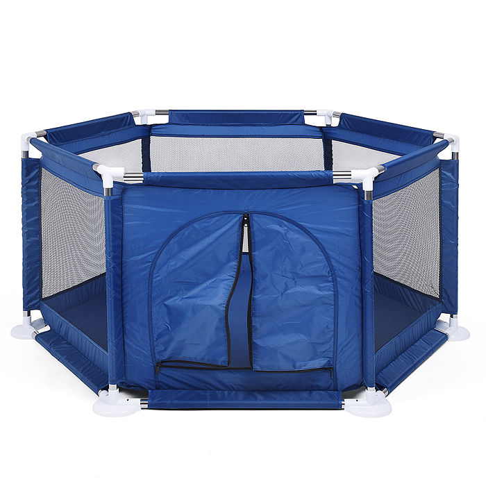 Манеж детский М8-3 шестигранный (113*130*65) цвет синий в пакете 