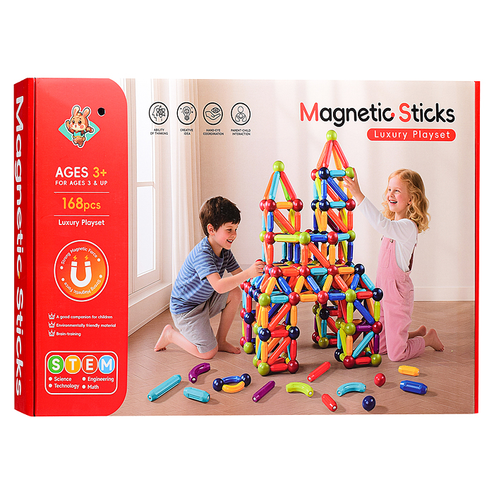 Конструктор 7489 "Хитрые сцепки" (магнитный, 168 дет.) в коробке