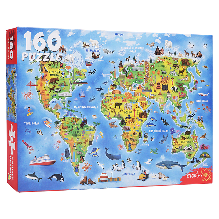 Пазлы 160 "Карта Земли"