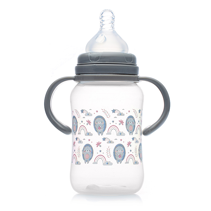 Бутылочка широкое горло с соской с ручками, 270 мл.
