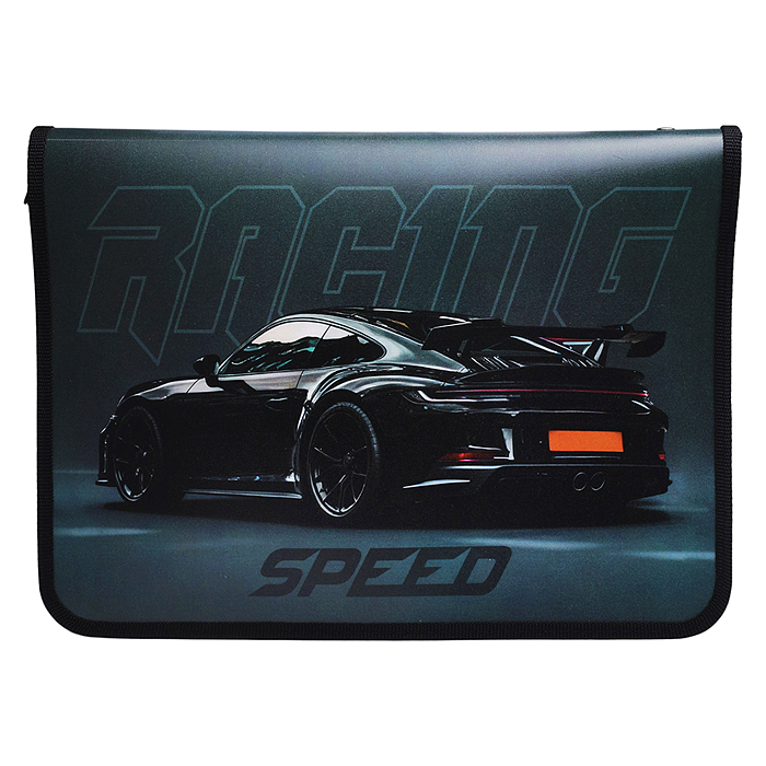 Папка для тетрадей А4 молния вокруг печать на пластике, 325/230/25 "Racing speed"