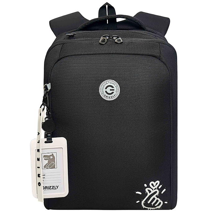 Рюкзак школьный с картхолдером на держателе (/1 черный - белый)