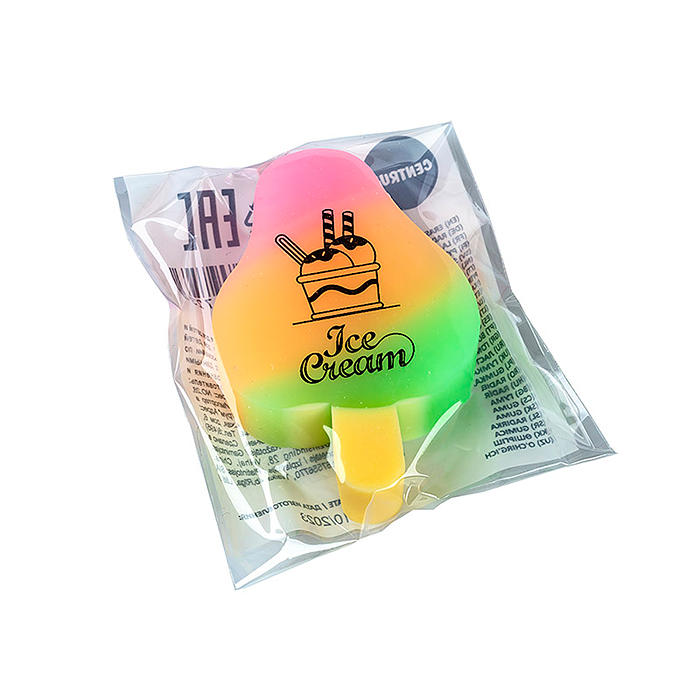 Ластик из синтетического каучука "Ice cream" 54х37х12мм в индивидуальном ПВХ-пакете, в дисплее