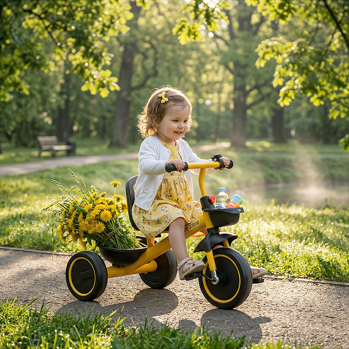 Велосипед трехколесный Rocket 2026, колеса EVA 10"/8", цвет желтый