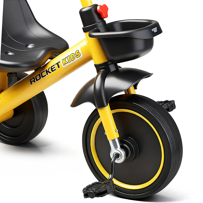 Велосипед трехколесный Rocket 2026, колеса EVA 10"/8", цвет желтый