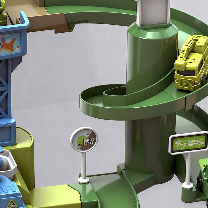 Трек  ZX-011A "Дино парк" (свет, звук, 4 машины металл) в коробке